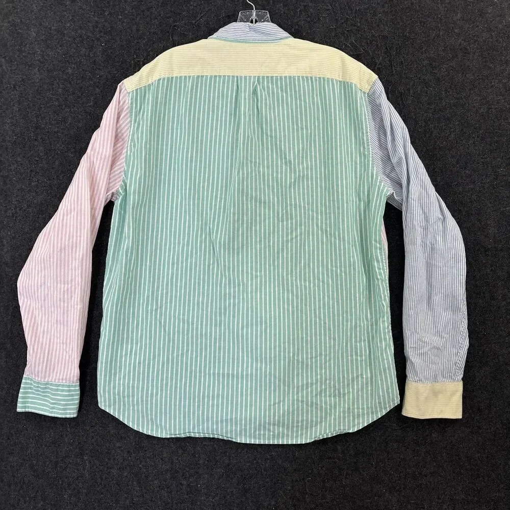 J.Crew Broken-In Oxford Shirt Men's XL Pastel Stripe Colorful Slim Fit Pocket